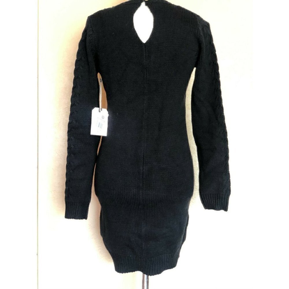 Element Women's Black Cable knit My Love Sweater Dress Size M L - Picture 10 of 12
